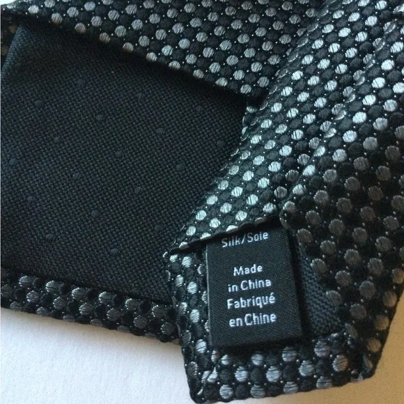 NORDSTROM NENS SILK TIE BLACK GRAY SMALL CHECK NEW